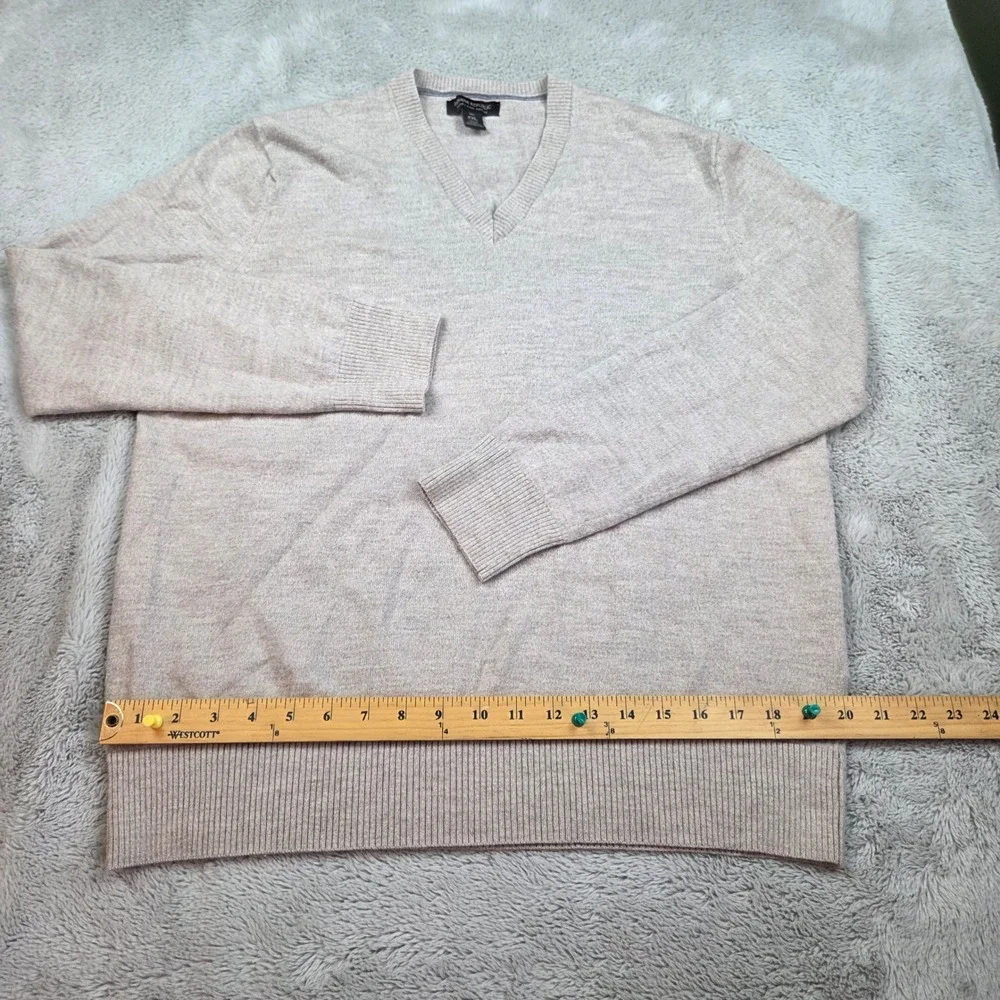 Banana Republic Wool Sweater Men XXLT V-Neck Merino Knit Oatmeal Heather Gray 80